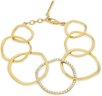 T Tahari Gold-Tone Crystal Circle Link Bracelet