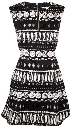 Jet Set Veronica Beard Woodblock Print Flounce Skirt Dress