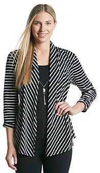 Notations Shawl Collar Stripe Layered Look Top