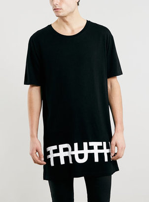 Topman Black Oversized Longline Fit Truth T-Shirt