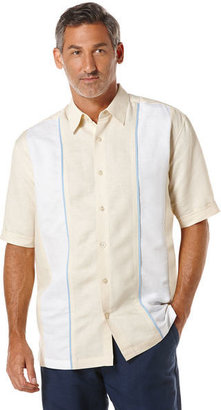 Cubavera Linen Rayon 1 Pocket Tri-Color Panel Shirt