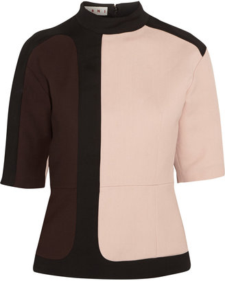Marni Color-block wool and silk-blend top