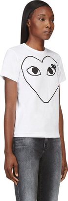 Comme des Garcons Play White & Black Logo Appliqué T-Shirt