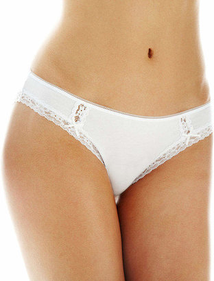 Ambrielle Lace-Trim Cotton-Blend Bikini Panties