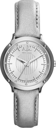 Armani Exchange AX5420 Active Ladies Silver Leather Strap Watch