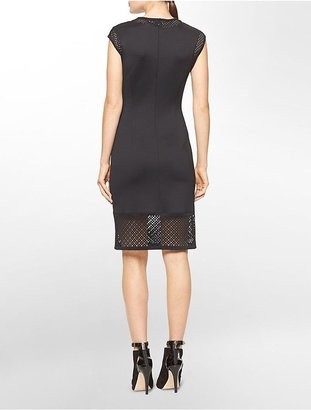 Calvin Klein Womens Mesh Trim Sleeveless Dress