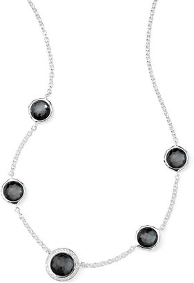 Ippolita Stella Necklace in Hematite Doublet & Diamonds 16-18"