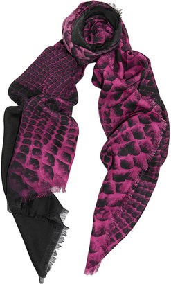 Christopher Kane Snake-print modal and cashmere-blend scarf