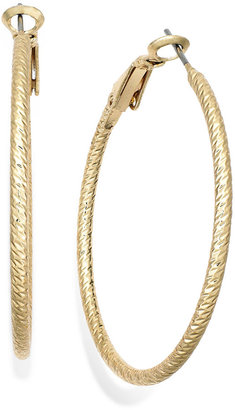 Sequin Gold-Tone Textured Hoop Earrings