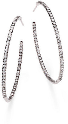 Roberto Coin Diamond & 18K White Gold Inside-Outside Hoop Earrings/1.75"
