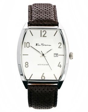 Ben Sherman Curved Dial Leather Strap Watch BS082 - brown