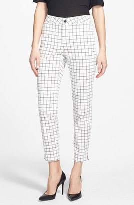 NYDJ 'Aeleen' Stretch Cotton Ankle Trousers (Black/White Grid) (Regular & Petite)