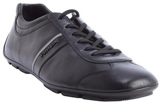 Prada black leather lace up sneakers