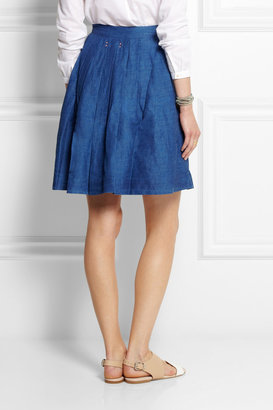 Chinti and Parker Linen-blend chambray mini skirt