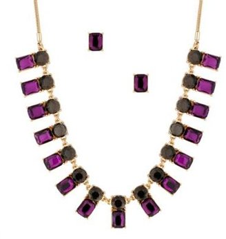 Ben de Lisi Principles by Designer purple and grey stone stick necklace and earring set