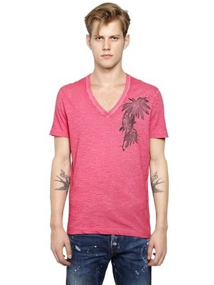 DSQUARED2 Faded Stretch Cotton Blend T-Shirt