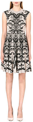 Alexander McQueen Pleated-skirt jacquard-knit dress