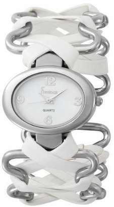 Freelook Women's HA8117-9 Oval Case stainless steel Bracelet with White Leather Watch