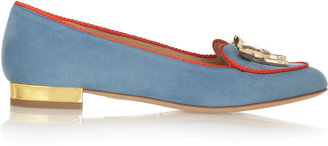 Charlotte Olympia Year of the Pig suede slippers