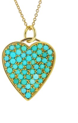 Jennifer Meyer Turquoise Heart Pendant Necklace - Yellow Gold