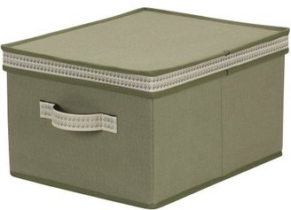 Household Essentials Storage Box with Decorative Trim, Large, Olive Green