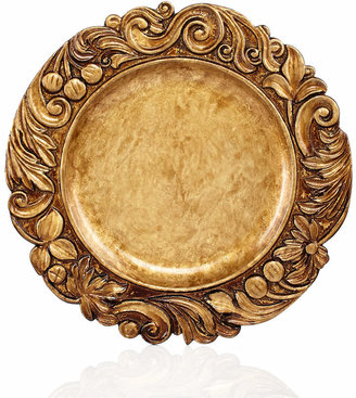 Jay Imports Gold Wood Textured Charger Plate
