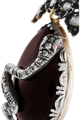 Fred Leighton 1840s silver-topped gold, garnet and diamond clip earrings