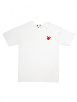 Comme des Garcons PLAY Mens Red Logo T-Shirt White