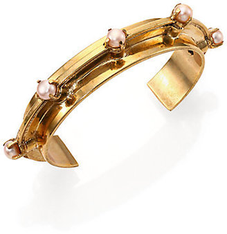 Aesa Muse 6MM Pink Freshwater Pearl Reflection Cuff Bracelet