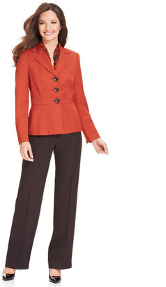 Le Suit Three-Button Pantsuit with Scarf
