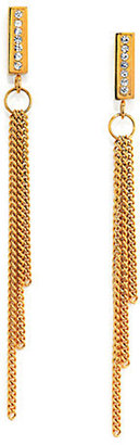 Michael Kors Motif Pavé Bar Chain Fringe Earrings/Goldtone
