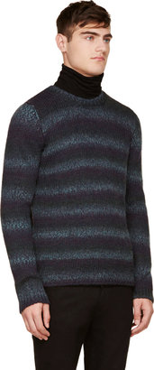 BLK DNM Teal & Purple Striped Sweater
