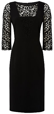 Jaeger Lace and Crepe Dress, Black