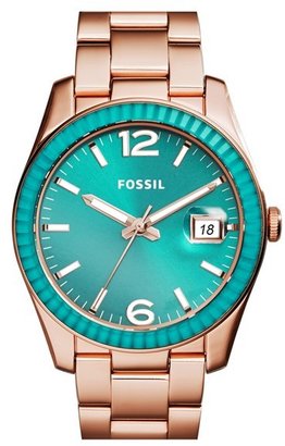 Fossil 'Perfect Boyfriend' Mirrored Bezel Color Dial Bracelet Watch, 39mm