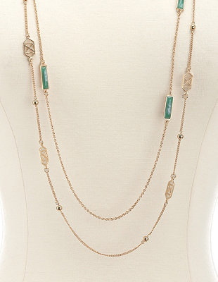 Charlotte Russe Long Marbled Stone Layered Necklace