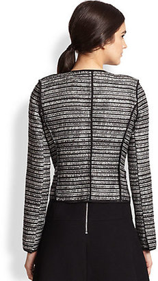 Milly Piped Stripe-Patterned Knit Jacket