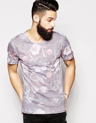 Only & Sons T-Shirt With All Over Floral Sublimation Print - Black