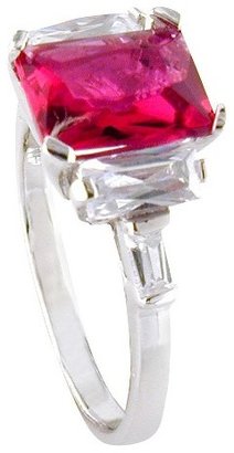 Pink Silver Plated Square Ring Hot Pink