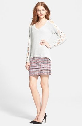 Milly Cable Knit Peekaboo Sleeve Pullover