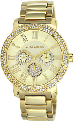 Vince Camuto Watch, Women's Gold-Tone Stainless Steel Bracelet 42mm VC-5000CHGB