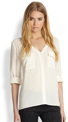 Alice + Olivia Donnie Silk Button-Front Blouse