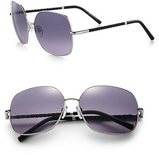 Tod's Braided Leather & Metal Round Sunglasses