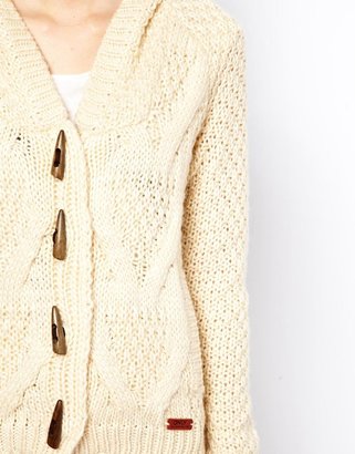 Only Cable Knit Toggle Cardigan
