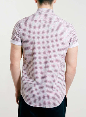 Topman Burgundy Swirl Print Short Sleeve Shirt