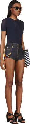 DSQUARED2 Blue Beaded High-Waisted Pin Up Shorts