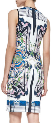 Clover Canyon Sleeveless Swirling Scarf-Print Dress