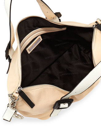 Charles Jourdan Jinx Leather Domed-Top Convertible Satchel/Shoulder Bag, Blush
