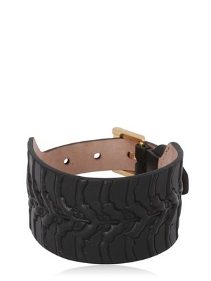Alexander McQueen Rib Cage Embossed Leather Bracelet