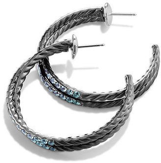 David Yurman Crossover Hoop Earrings with Color Change Garnets in White Gold
