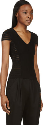 Versace Black Ribbed & Slit Stretch Shirt
